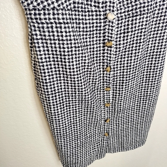 NWT Ann Taylor Gingham Tweed Button Front Sheath Dress Sz 12 - Picture 4 of 8